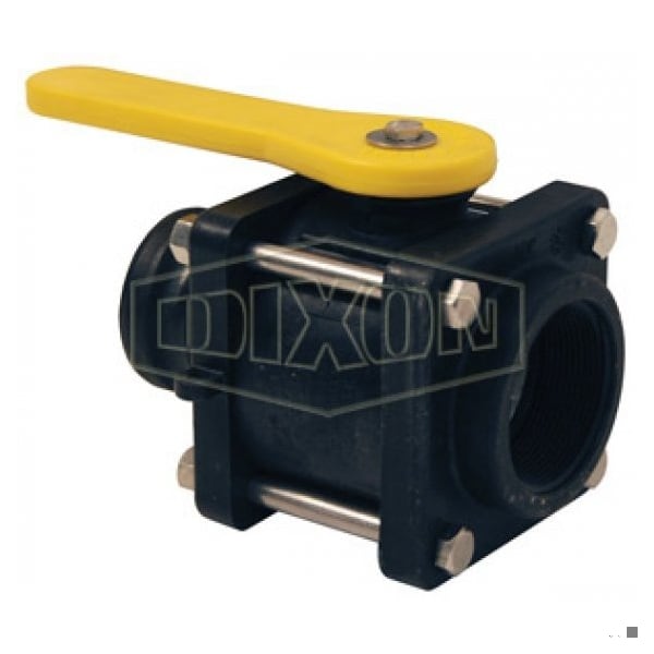 Compact Bolted Ball Valve, 2 in Nominal, Polypropylene Body, Full Port, FKM/PTFE Softgoods